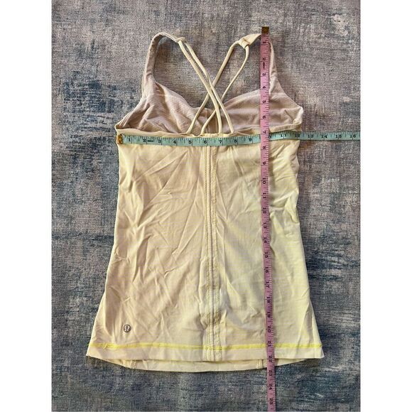 Lululemon Free To Be Tank Slope Stripe Polar Cream Clarity Yellow Size 4 - Picture 3 of 7